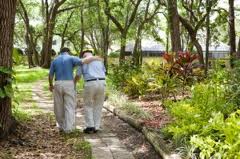 walking aged parent walking aged parent
